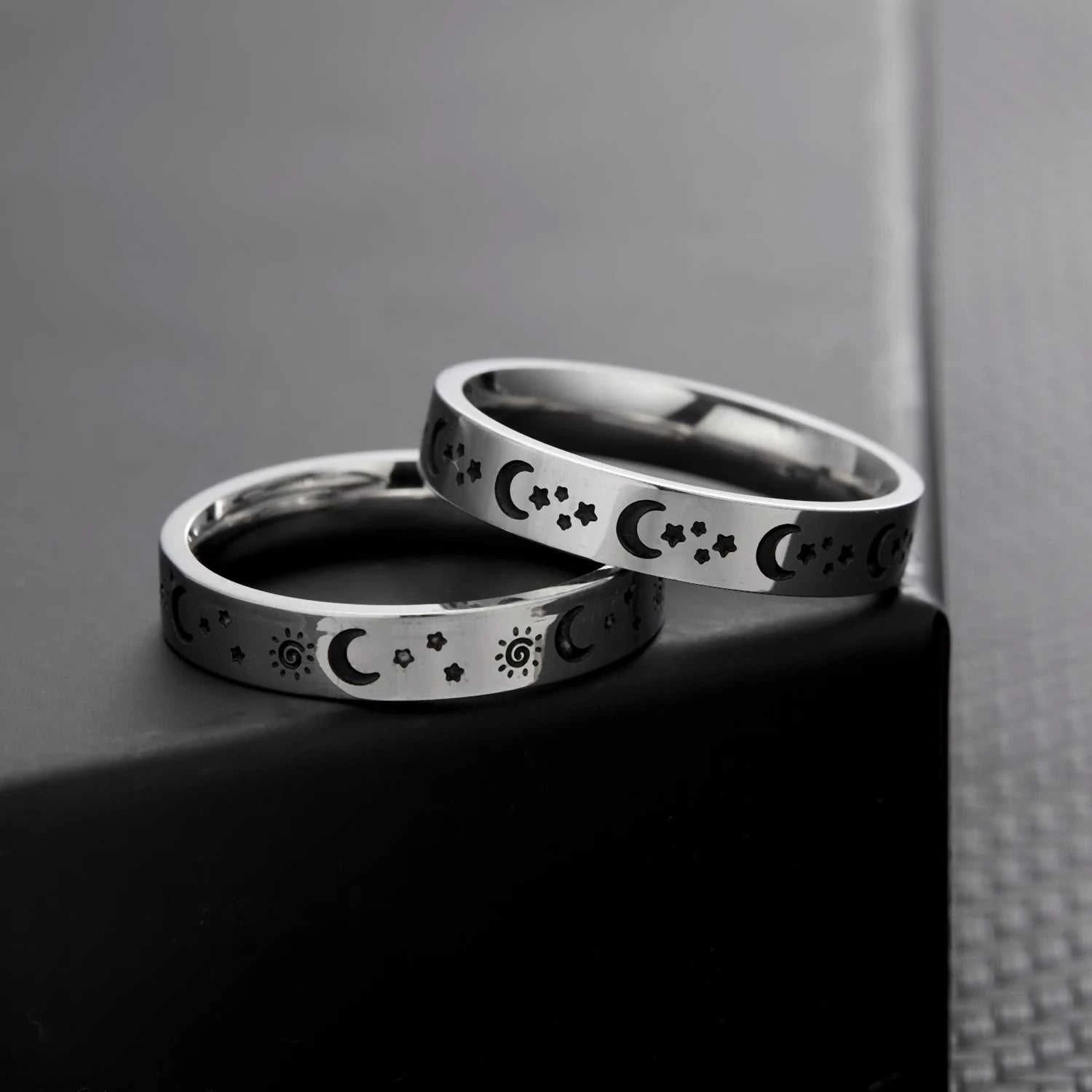 Engraved Star Sun Moon Ring For Men Women Vintage Punk Stainless Steel Couple Rings Fadeless Fashion Wedding Party Jewelry The jack market .AU The jack market .AU Jewellery & Chains $ 51 200000369:699;200000783:193#2 PCs Sun Star