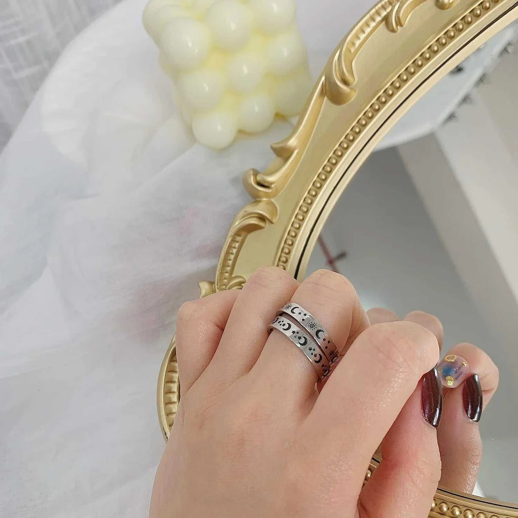 Engraved Star Sun Moon Ring For Men Women Vintage Punk Stainless Steel Couple Rings Fadeless Fashion Wedding Party Jewelry The jack market .AU The jack market .AU Jewellery & Chains $ 51 200000369:699;200000783:193#2 PCs Sun Star