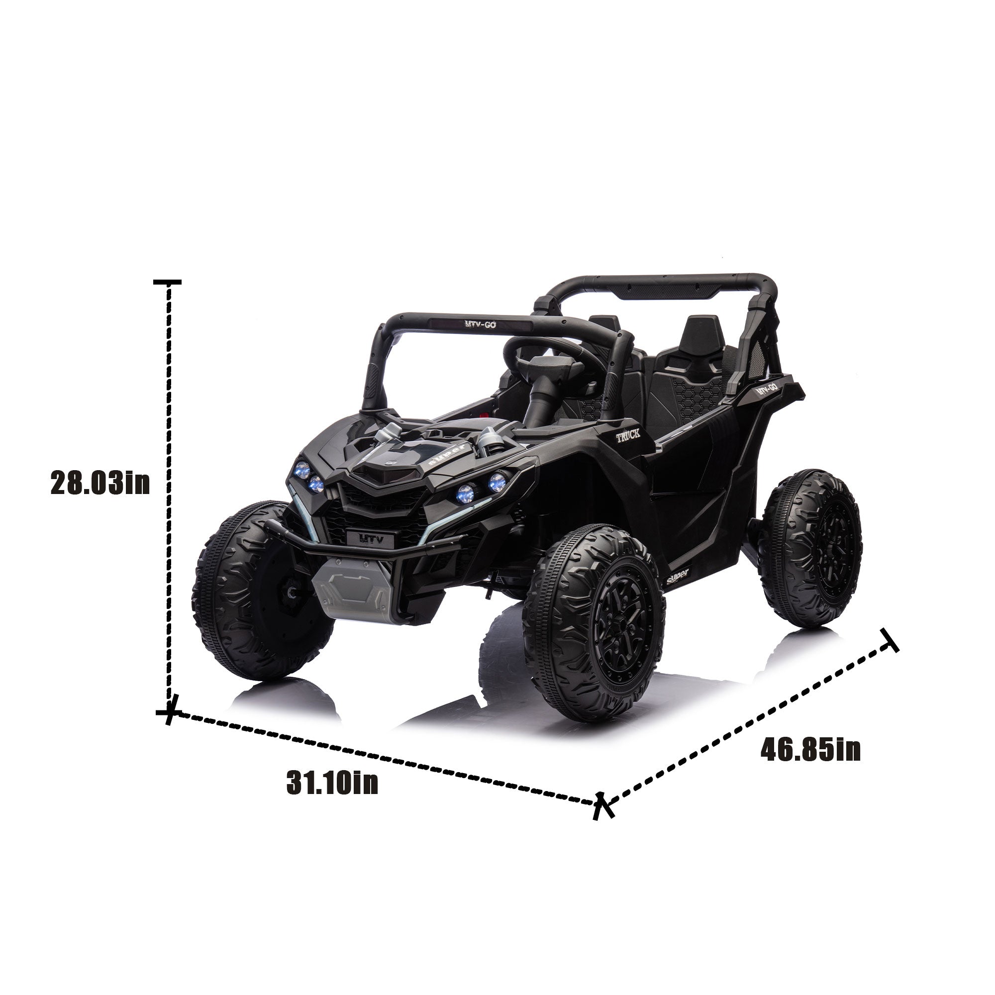 24V Two-Seater Kids Ride On UTV W Parents Remote Control,Four-Wheel Suspension,Slow Start,Large Wheel Design,Anti-collision Bar,Storage Space,Music,USB,Bluetooth,Volume Control,LED Lights For Kids 3