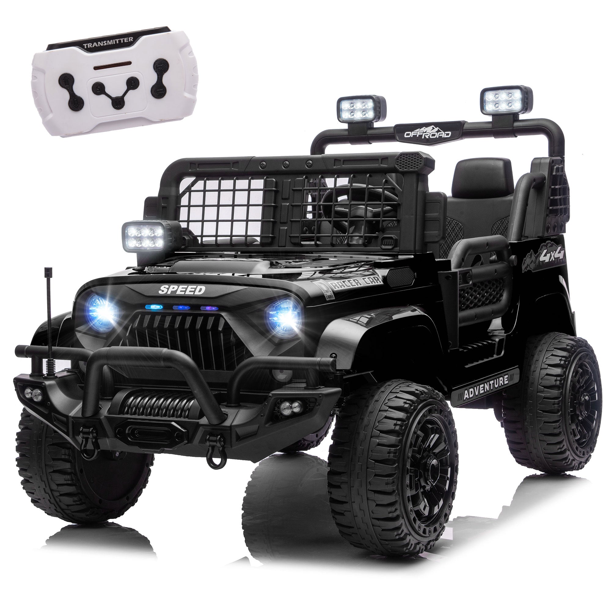 24V 100Wx2 Two-seater Kids Ride On Car W RC - 3 Speed Adjustable,LED Headlights,4-Wheel Shock Absorption,USB MP3 Charging & Battery Indicator,Bluetooth & Music - Electric Toy Car For Kids 3-8