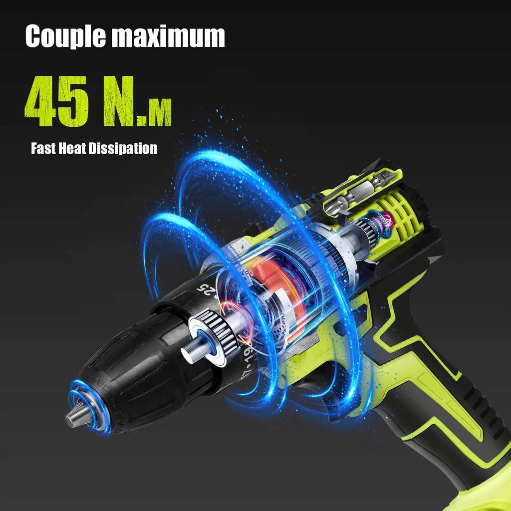 21V Battery Impact Drill Electric Screwdriver Electric Hammer Drill Mini Wireless Hand Drill Lithium-Ion Battery Power Tools