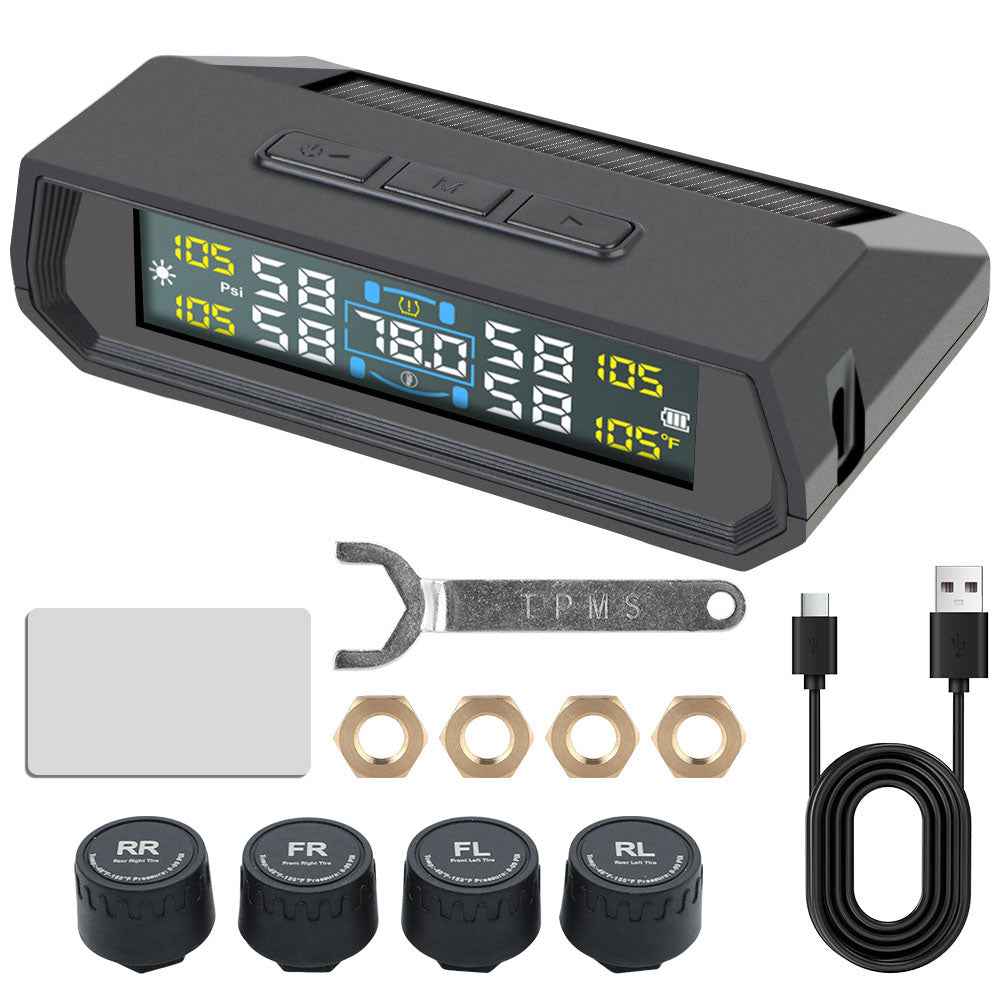 Universal Auto Security Alarm Systems In Car Temperature Display Car Tire Pressure Monitoring System USB / Solar TPMS
