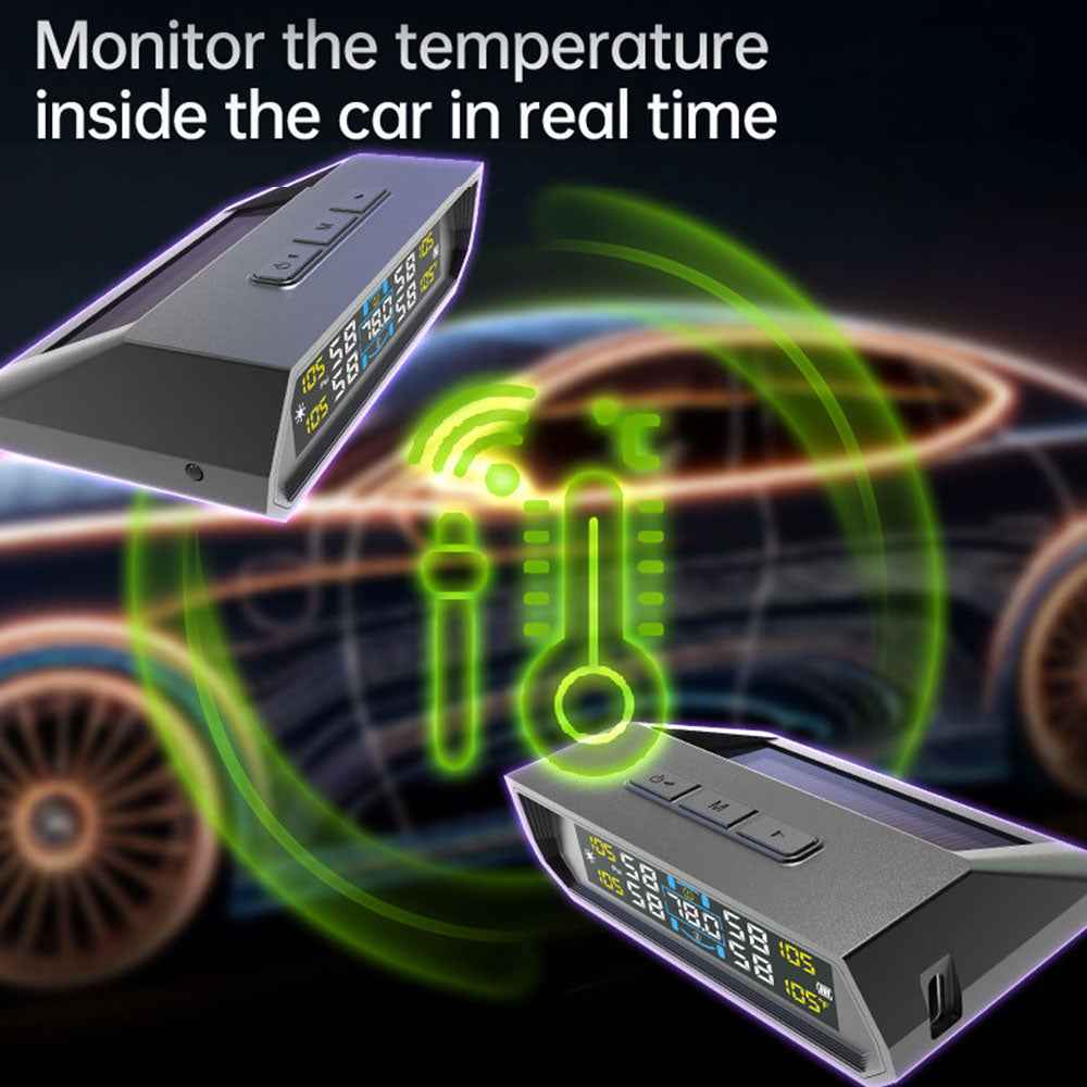 Universal Auto Security Alarm Systems In Car Temperature Display Car Tire Pressure Monitoring System USB / Solar TPMS
